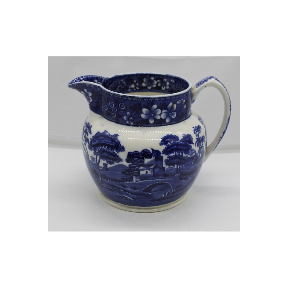 Vtg Copeland Spode Tower Blue White Transferware Pitcher